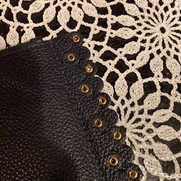 Michael Kors Scalloped Navy Leather Wristlet - Picture 4 of 11